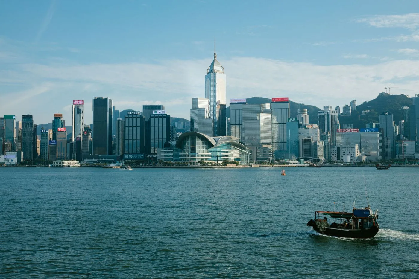 صورة حقيقية لمدينة هونغ كونغ: Victoria Harbour